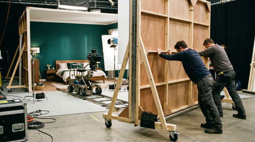 Wild wall being moved on a film set
