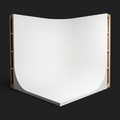 Curved cyc corner — seamless white cove with braced former ribs