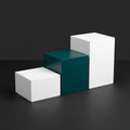 Podium block set — three graduated sprayed blocks, two white and one Deep Green