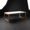 Low chat-show coffee table, oak frame with a sprayed white top
