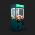 Prize claw machine sprayed Deep Green with a glazed prize box